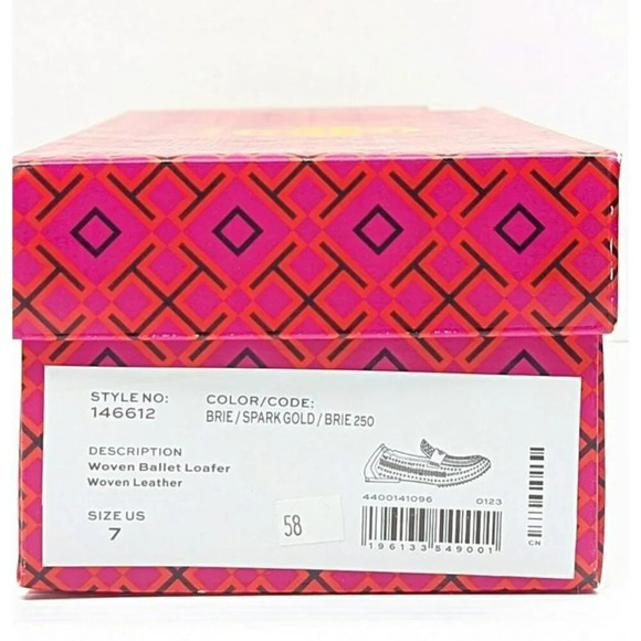 Tory Burch Women's Woven Ballet Loafers Brie Spark Gold Size 7 (MSRP $378) - Picture 11 of 11